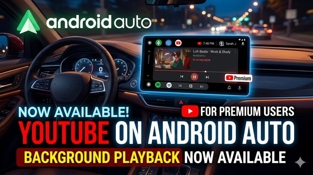 YouTube on Android Auto: Background Playback Now Available for Premium Users